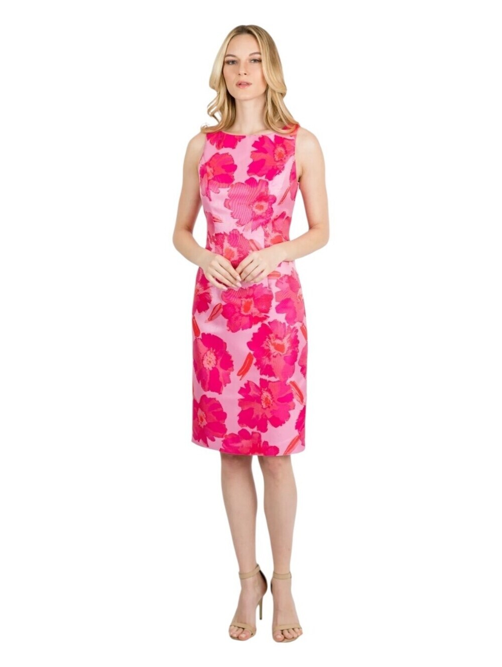 Cenia New York Sleeveless Sheath Dress Pink Floral Jacquard Size 8 NWT $495